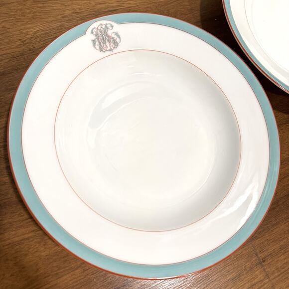 Antique Jullien Fils Aine Porcelain Coupe Plates Set of 2 Paris, France 9 1/2" - Picture 1 of 13